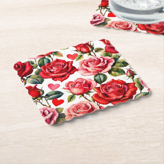 Rose und Herz Untersetzer (angewinkelt)