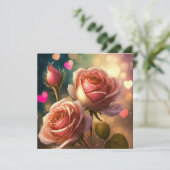 Rose und Herzen Feiertagskarte (Stehend Vorderseite)