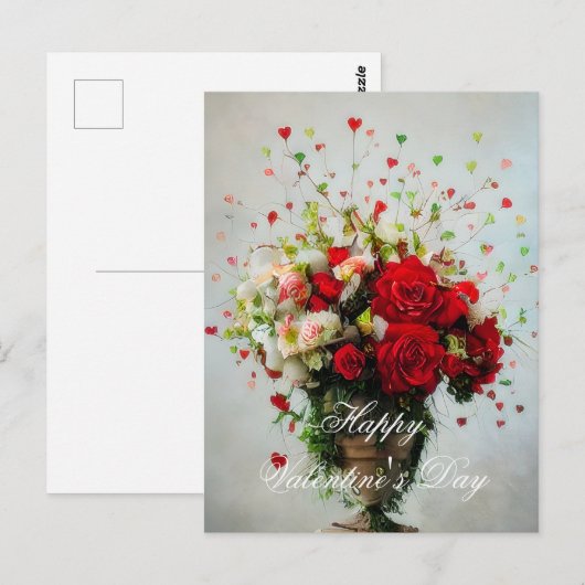 Rose und Herzen Postkarte (Vorne/Hinten)