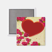 Rose und Herzrahmen hinzufügen Foto Magnet (Vorderseite/Rückseite)