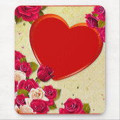 Rose und Herzrahmen hinzufügen Foto Mousepad (Vorne)