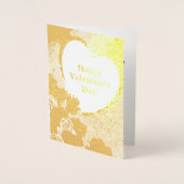 Rose und Herzrahmen Valentinstag und Zitat Folienkarte (Vorderseite)