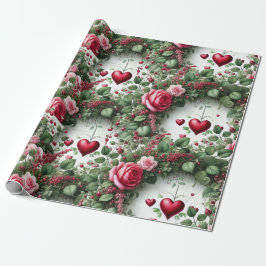 Rose- und HerzValentinstag Geschenkpapier