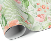 Rose und Hibiskus zum Grünbuch Geschenkpapier (Rolleneckpunkt)