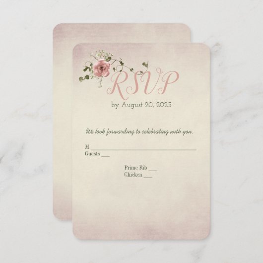Rose und Hochzeit RSVP (Vorne/Hinten)