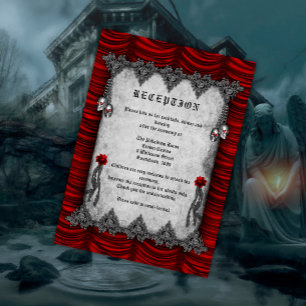 Rose und Hochzeitsempfang in Rot-Gotik Begleitkarte