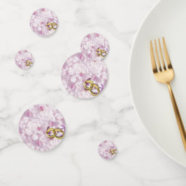 Rose und Hochzeitsränder in hellrosa Farbe, Konfetti