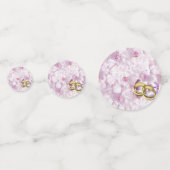 Rose und Hochzeitsränder in hellrosa Farbe, Konfetti (Vorderseiten)