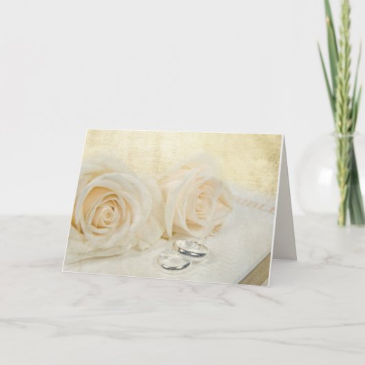 Rose und Hochzeitsringe auf der Bibel Karte (Vorderseite)