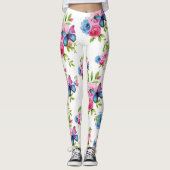 Rose und Hübsche Schmetterlinge Rosa & Blau Leggings (Vorderseite)
