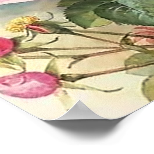 Rose und Hummeln Paul de Longpre Art Poster (Ecke)