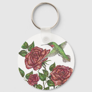 Rose und Hummingbir Schlüsselanhänger