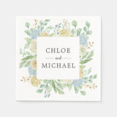 Rose und Hydrangea Bloral Custom Wedding Serviette (Vorderseite)