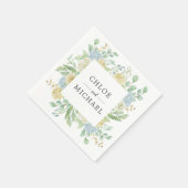 Rose und Hydrangea Bloral Custom Wedding Serviette (Ecke)