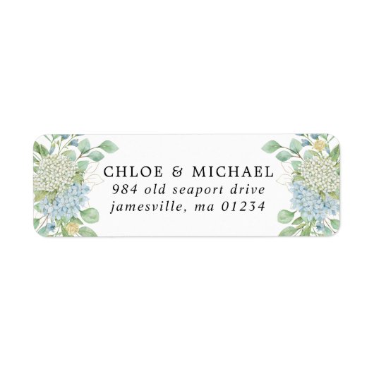 Rose und Hydrangea Floral Wedding Rücksendeadresse (Vorne)