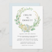 Rose und Hydrangea-Hochzeit Einladung (Vorne/Hinten)