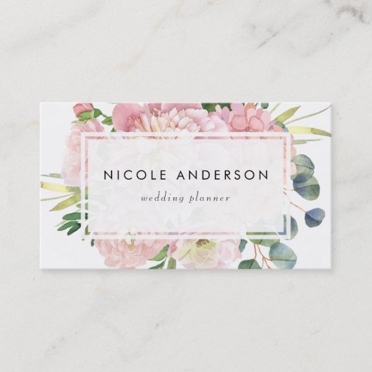 Rose und Hydrangeas in Rosa Visitenkarte (Vorderseite)