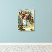 Rose und Jasmine in einem Delft Vase Renoir Kunst Leinwanddruck (Insitu (Holzboden))