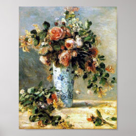 Rose und Jasmine in einem Delft Vase Renoir Kunst Poster