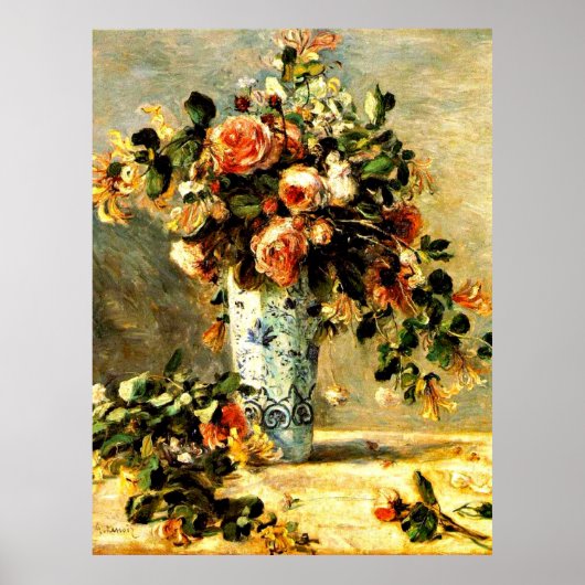 Rose und Jasmine in einer Delft Vase Poster (Vorne)