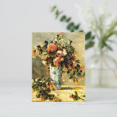Rose und Jasmine in einer Delft Vase, Renoir Gemäl Postkarte (Stehend Vorderseite)