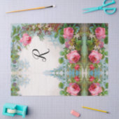 ROSE UND JASMINEN FLORALES MONOGRAMM-GEWEBEPAPIER SEIDENPAPIER (Basteln)