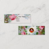 ROSE UND JASMINEN FLORALES MONOGRAMM ROTES GEM MINI VISITENKARTE (Vorne/Hinten)