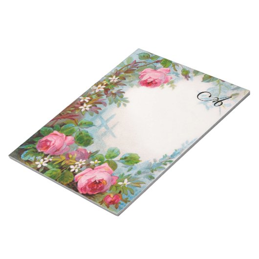 ROSE UND JASMINEN-MONOGEAM FÜR DIE BLUMENSCHÖNHEIT NOTIZBLOCK (angewinkelt)