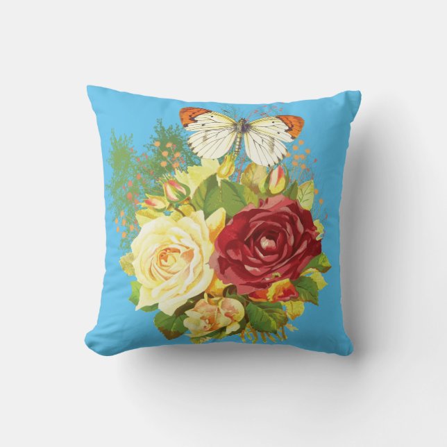 Rose und Kariert Kissen (Vorderseite)