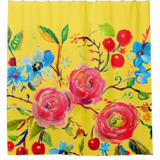 Rose und Kirschgelb 2,0 Duschvorhang (Vorderseite)