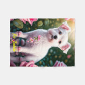Rose und kleine Hunde Fleecedecke (Vorderseite (Horizontal))
