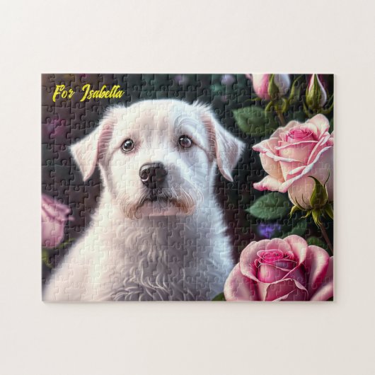Rose und kleine Hundesammlung Puzzle (Horizontal)