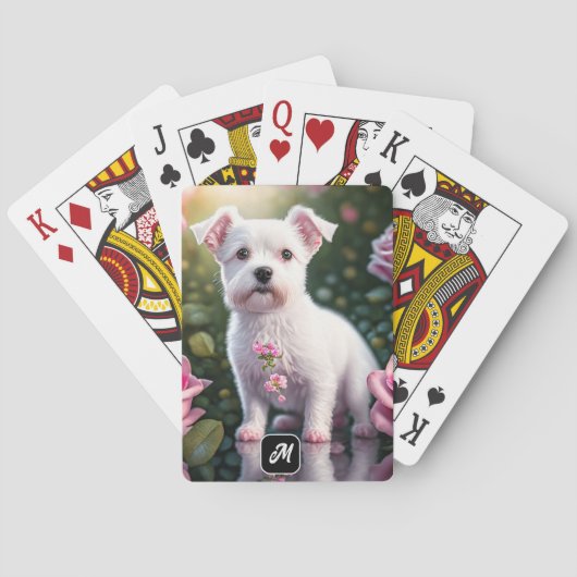Rose und kleine Hundesammlung Spielkarten (Rückseite)