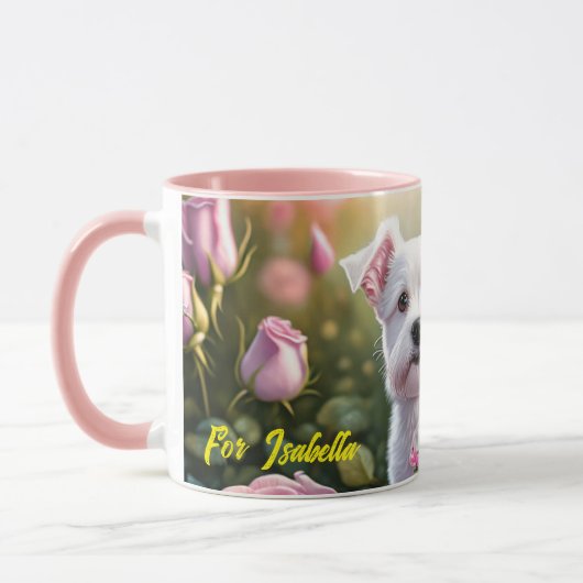 Rose und kleine Hundesammlung Tasse (Links)