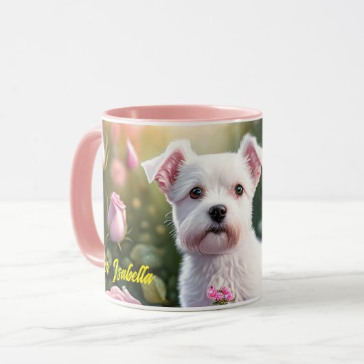 Rose und kleine Hundesammlung Tasse (Vorderseite Links)
