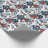 Rose und Knochen, Skelette und Rote Rosen Geschenkpapier (Ecke)