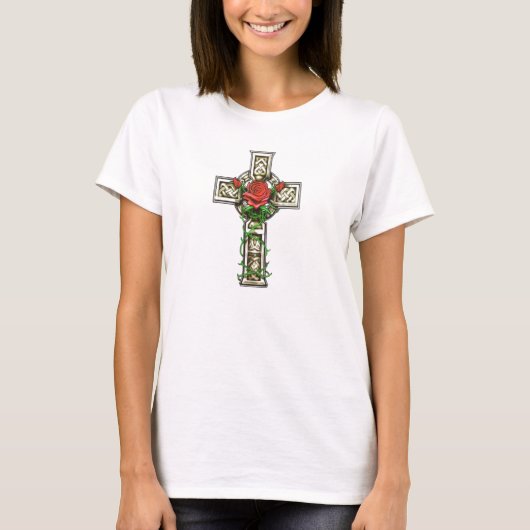 Rose und Kreuz T-Shirt (Vorderseite)
