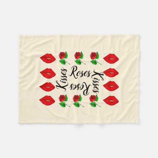 Rose und Küsse Fleecedecke (Vorderseite (Horizontal))