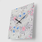 Rose und Larkspur, William Morris Quadratische Wanduhr (Winkel)