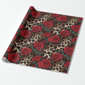 Rose und Leopardendruck Geschenkpapier (Ungerollt)
