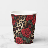 Rose und Leopardendruck Pappbecher (Vorderseite)