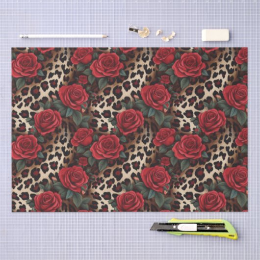 Rose und Leopardendruck Seidenpapier (Handwerk)