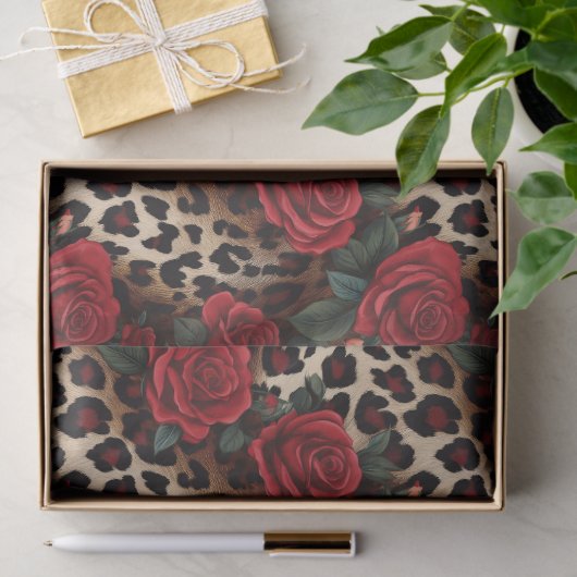 Rose und Leopardendruck Seidenpapier (Geschenk)