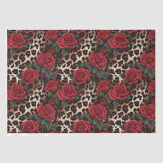 Rose und Leopardendruck Seidenpapier
