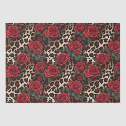 Rose und Leopardendruck Seidenpapier (Vorderseite)