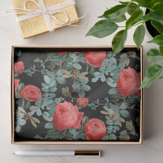 Rose und Libellen (Design 15) Seidenpapier (Geschenk)