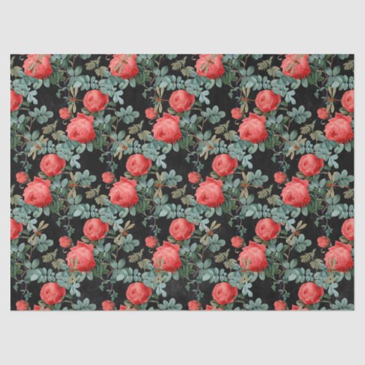 Rose und Libellen (Design 15) Seidenpapier (Vorderseite)