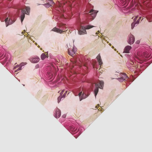 Rose und Libellen (Design 3) Seidenpapier (Detail)