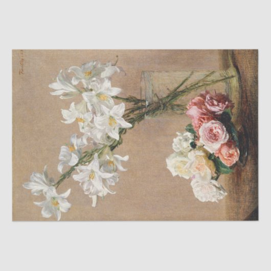 Rose und Lilies von Henri Fantin-Latour Seidenpapier (Vorderseite)