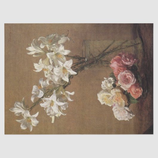 Rose und Lilies von Henri Fantin-Latour Seidenpapier (Vorderseite)